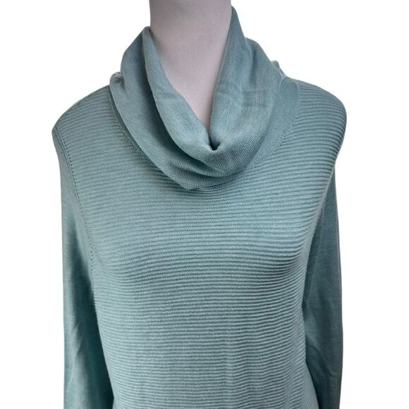 Adrienne Vittadini Cowl Neck Tunic Sweater Reef Heather Size Large - Picture 2 of 8
